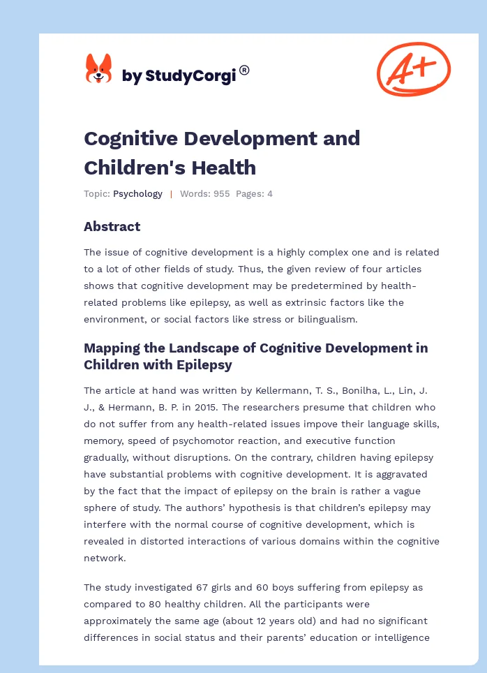 Cognitive Development and Children's Health. Page 1
