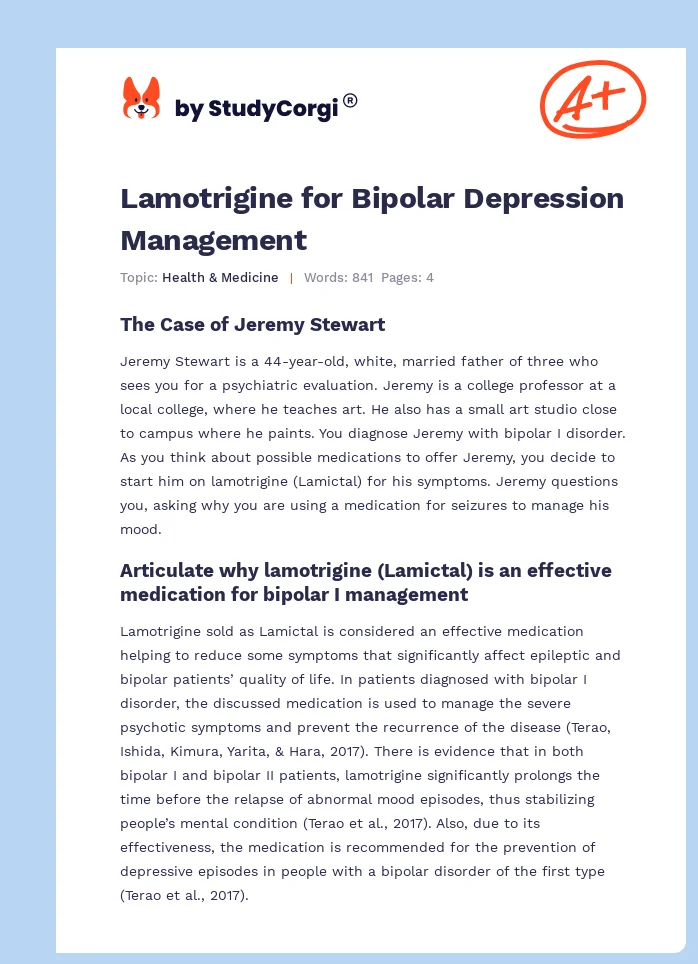Lamotrigine for Bipolar Depression Management. Page 1