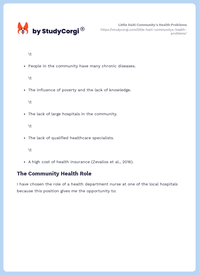 Little Haiti Community's Health Problems. Page 2