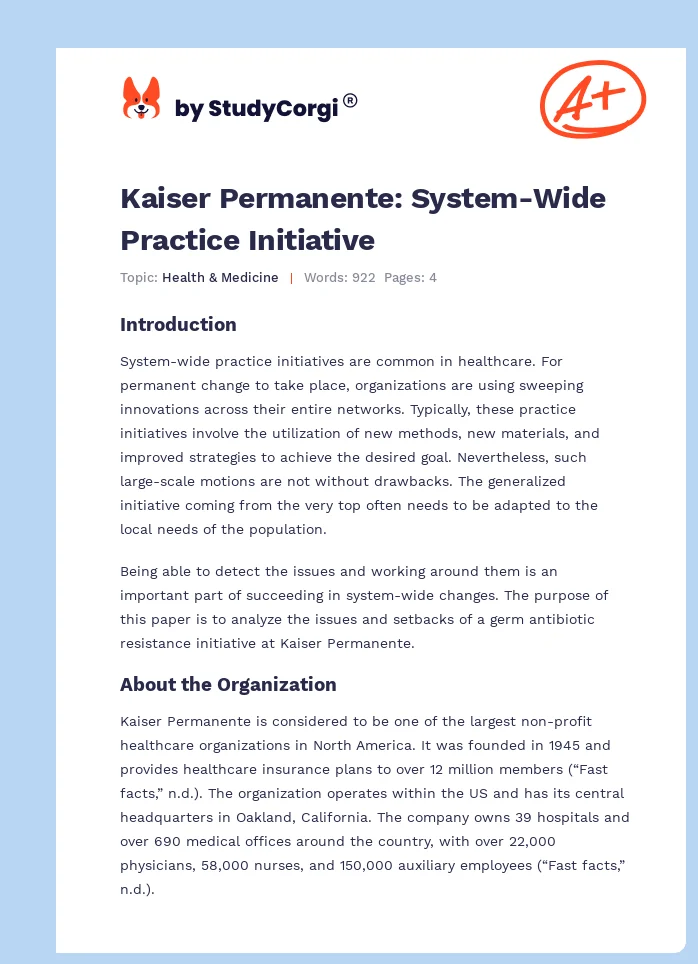 Kaiser Permanente: System-Wide Practice Initiative. Page 1