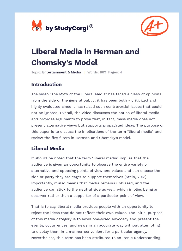 Liberal Media in Herman and Chomsky's Model. Page 1