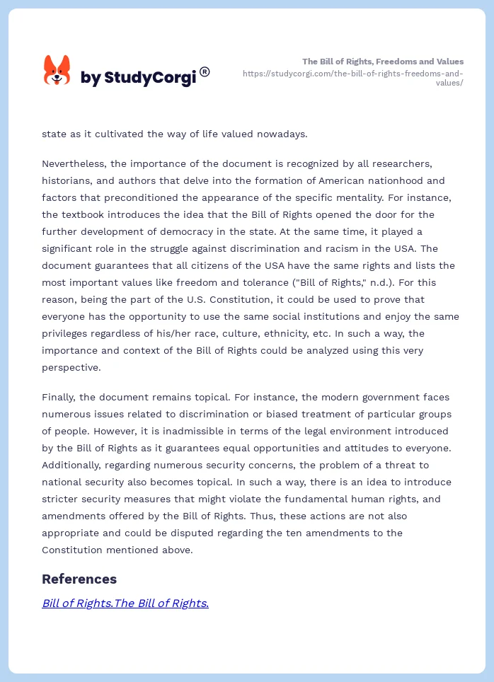 The Bill of Rights, Freedoms and Values. Page 2