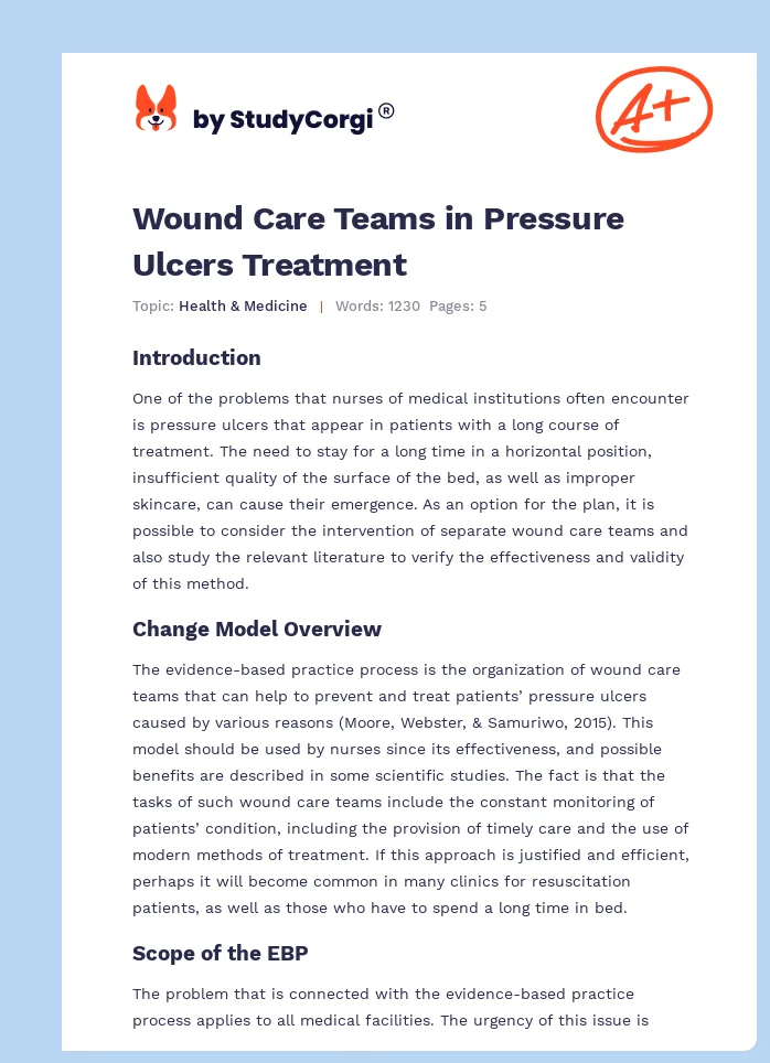 Wound Care Teams in Pressure Ulcers Treatment. Page 1