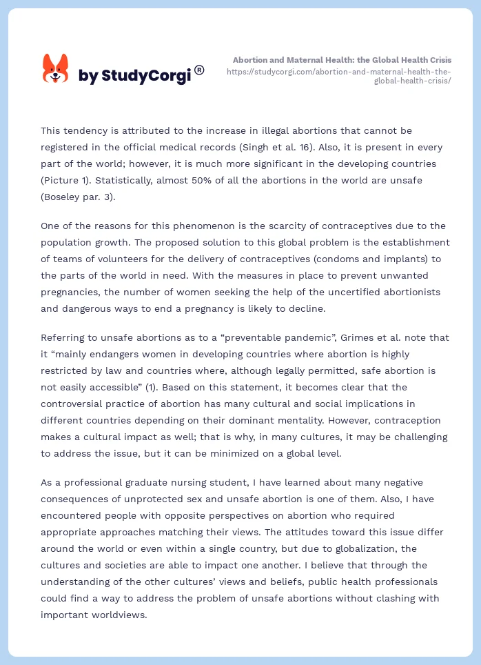 Abortion and Maternal Health: the Global Health Crisis. Page 2