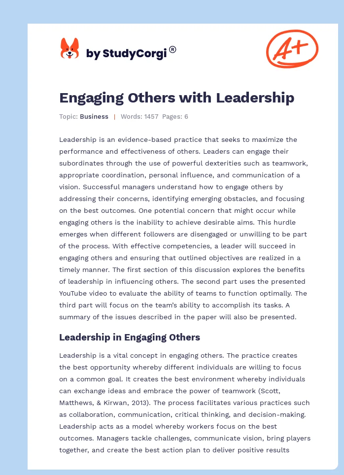 Engaging Others with Leadership. Page 1