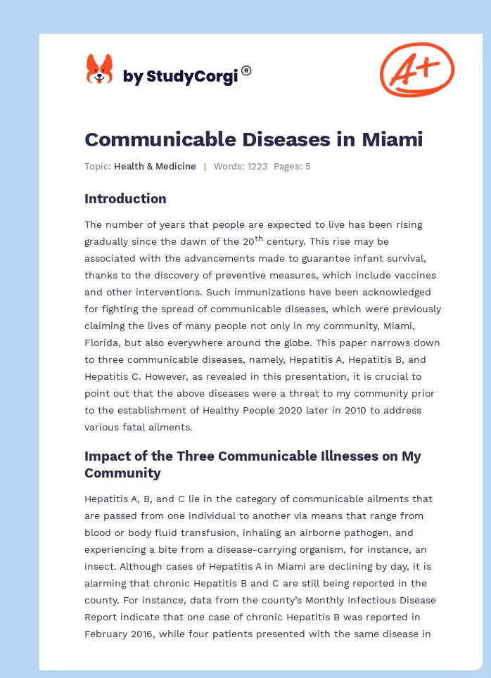 Communicable Diseases in Miami. Page 1