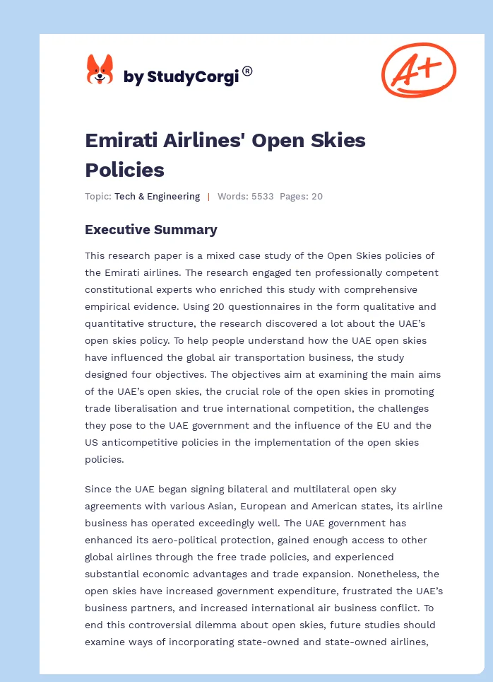 Emirati Airlines' Open Skies Policies. Page 1