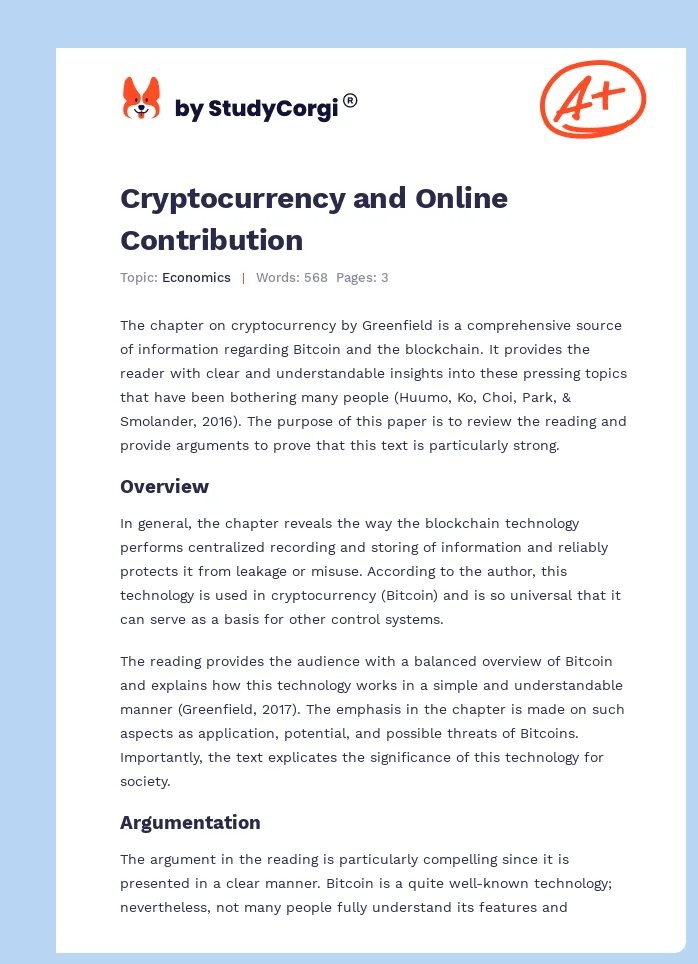 Cryptocurrency and Online Contribution. Page 1