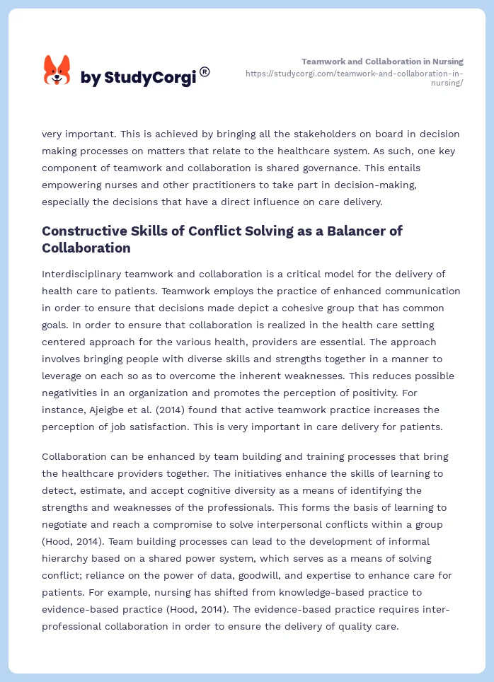 teamwork and collaboration essay