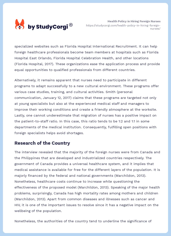 Health Policy in Hiring Foreign Nurses. Page 2