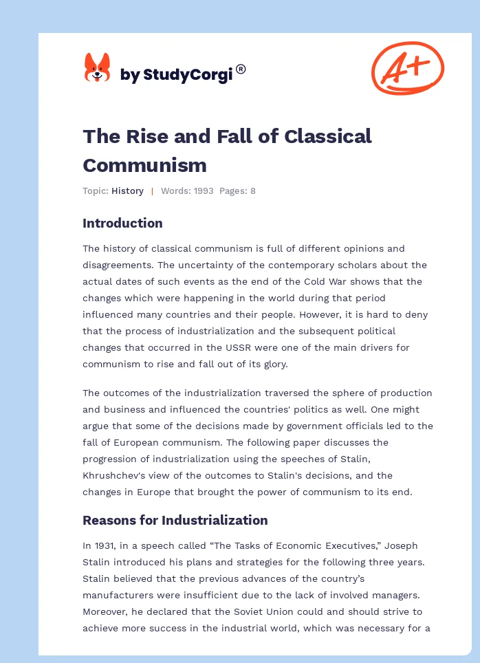 The Rise and Fall of Classical Communism. Page 1