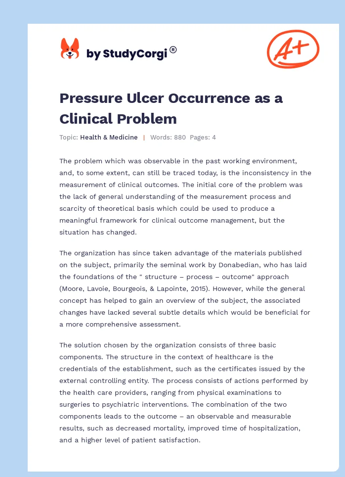 Pressure Ulcer Occurrence as a Clinical Problem. Page 1