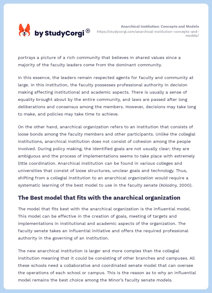 Anarchical Institution: Concepts and Models. Page 2