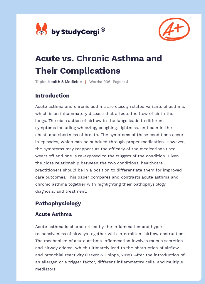 Acute vs. Chronic Asthma and Their Complications. Page 1