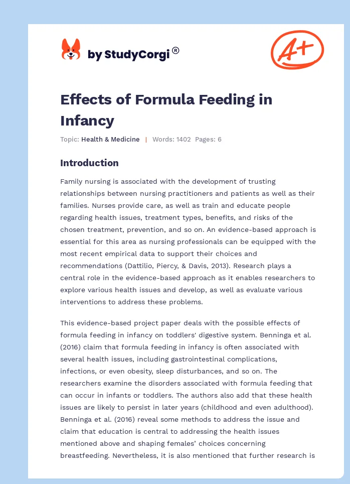 Effects of Formula Feeding in Infancy. Page 1