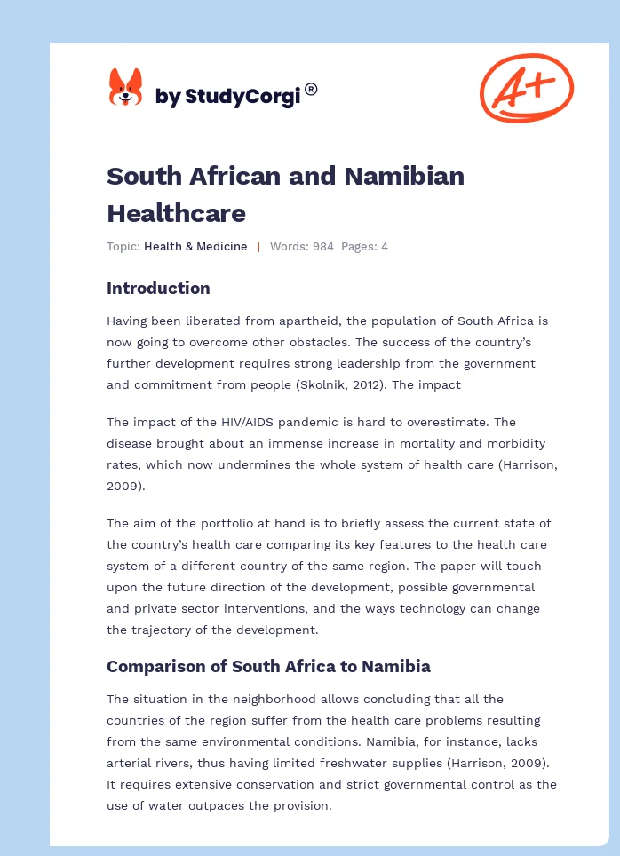 South African and Namibian Healthcare. Page 1