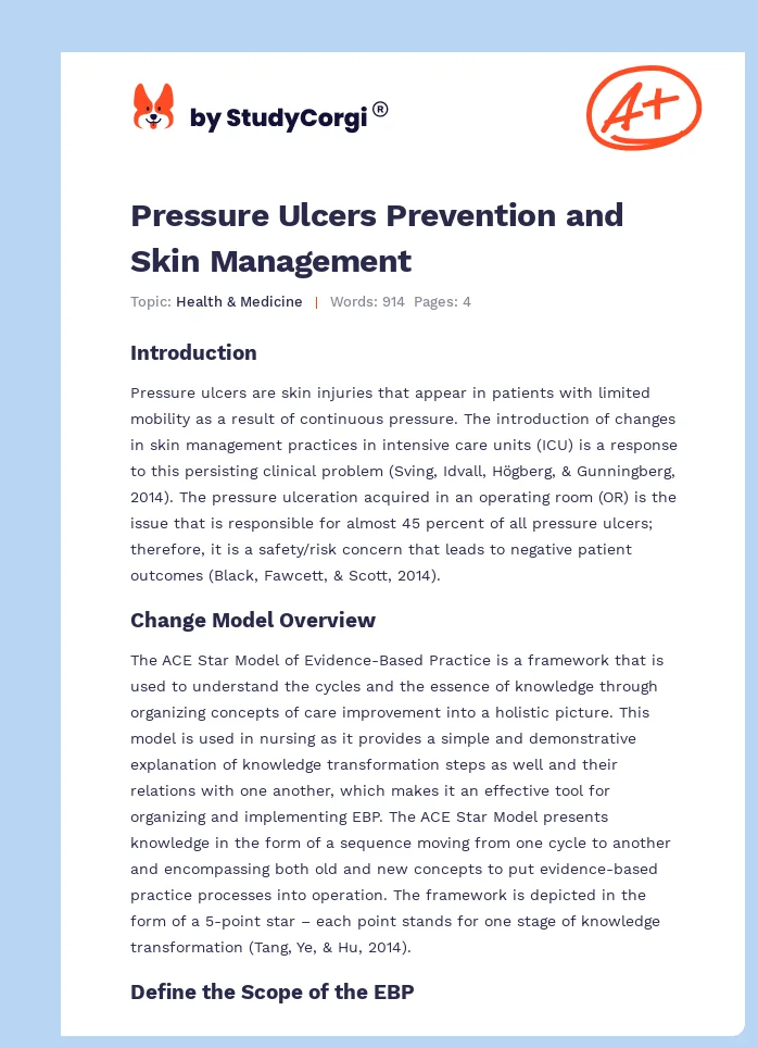 Pressure Ulcers Prevention and Skin Management. Page 1