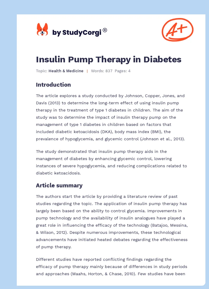 Insulin Pump Therapy in Diabetes. Page 1