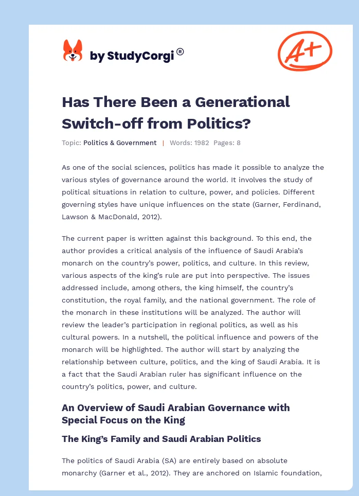 Has There Been a Generational Switch-off from Politics?. Page 1