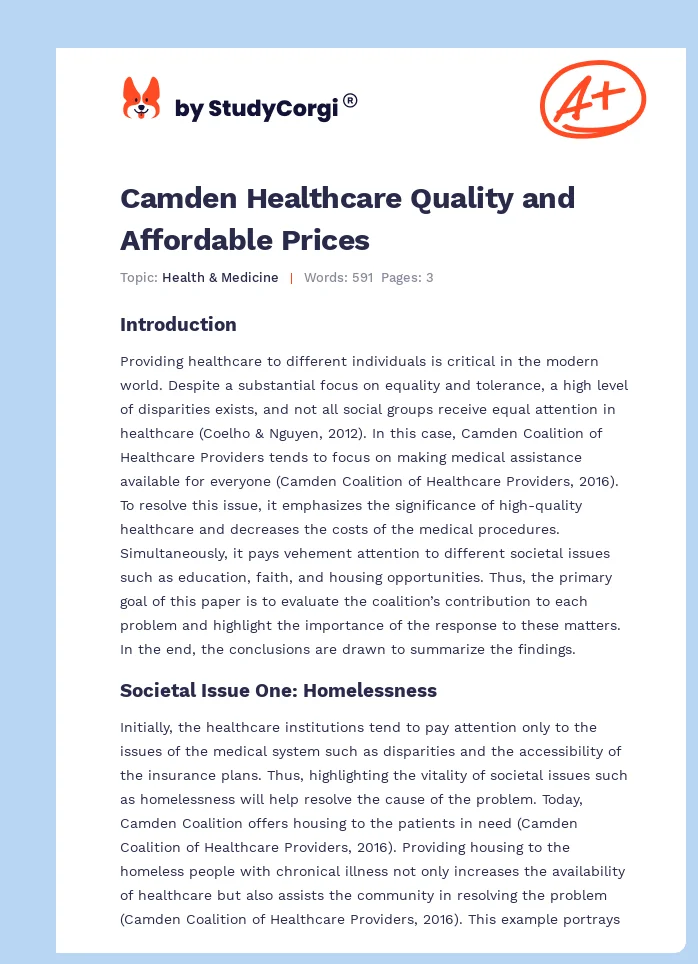 Camden Healthcare Quality and Affordable Prices. Page 1