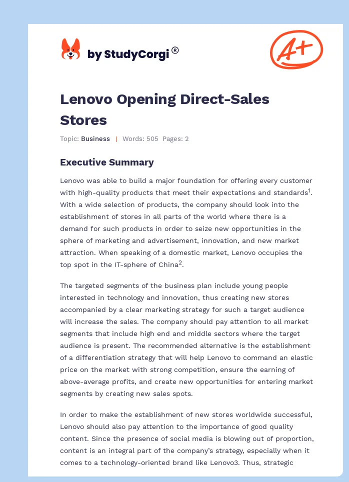 Lenovo Opening Direct-Sales Stores. Page 1