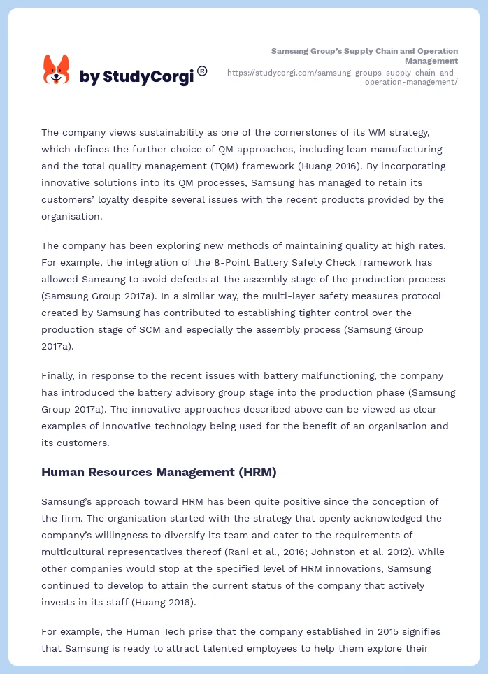 Samsung Group’s Supply Chain and Operation Management. Page 2