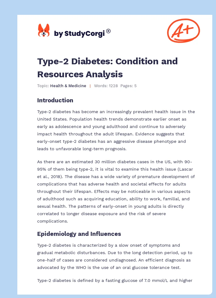 Type-2 Diabetes: Condition and Resources Analysis. Page 1