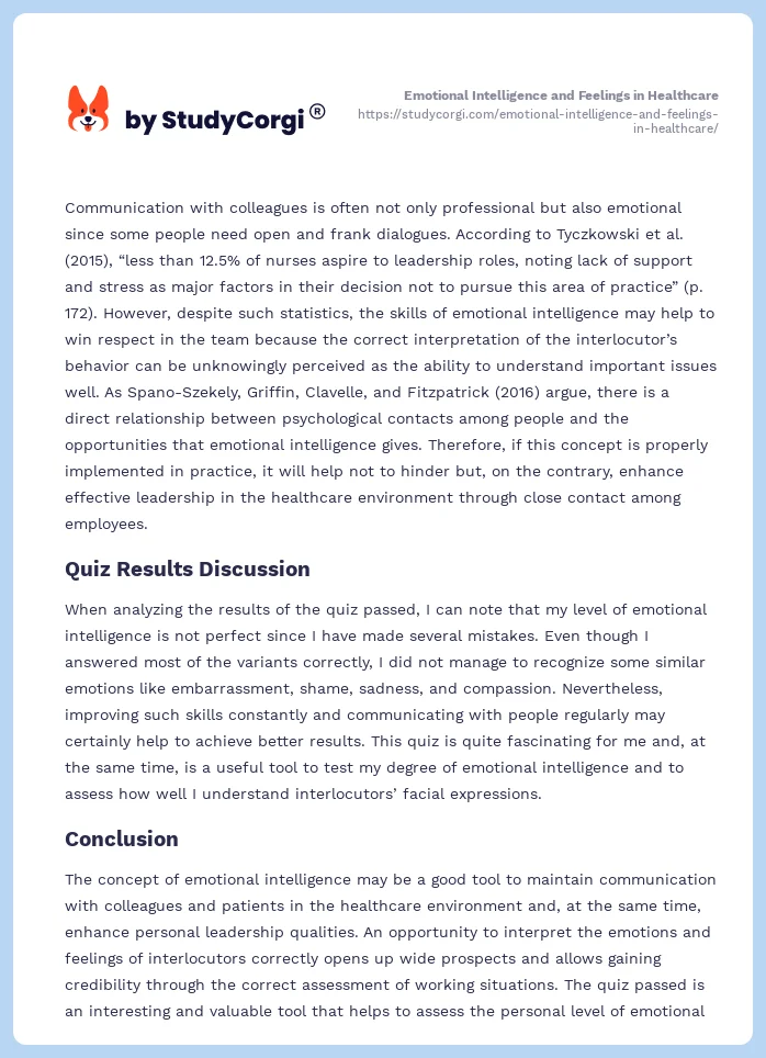 Emotional Intelligence and Feelings in Healthcare. Page 2