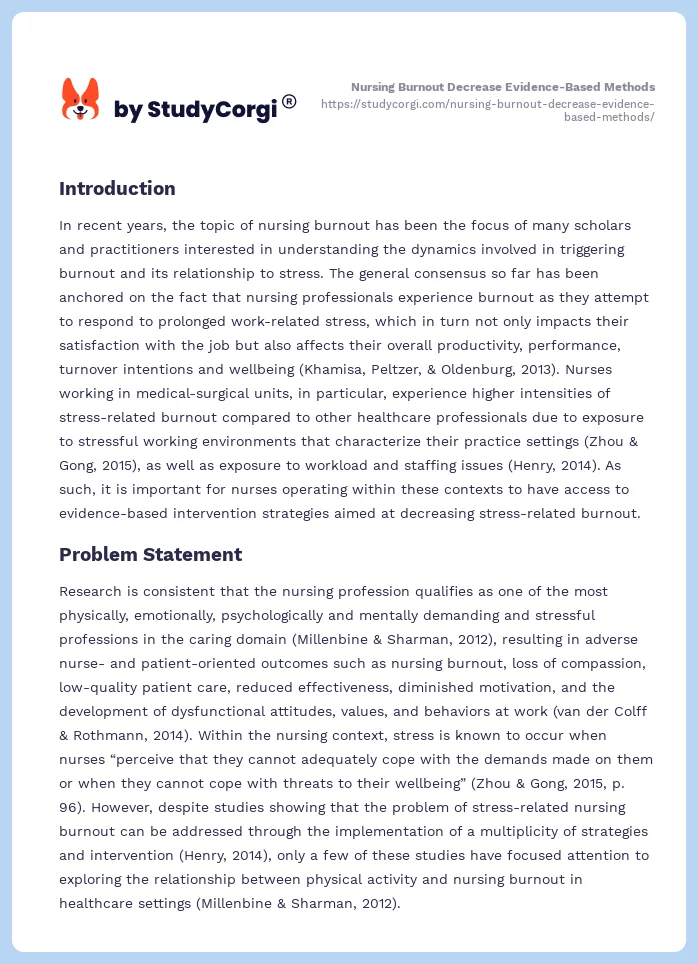 Nursing Burnout Decrease Evidence-Based Methods. Page 2