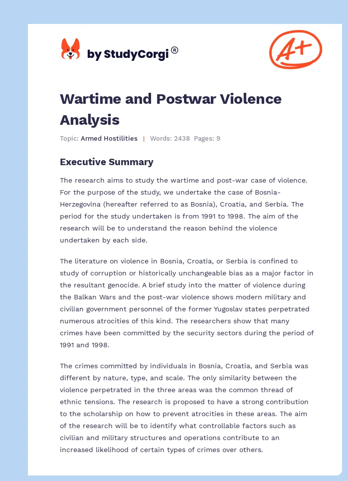 Wartime and Postwar Violence Analysis. Page 1