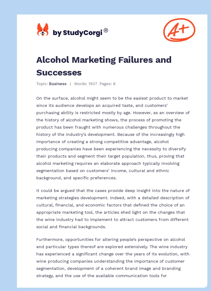 Alcohol Marketing Failures and Successes. Page 1