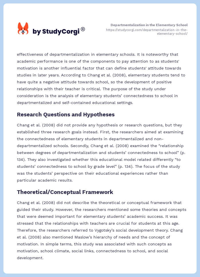 Departmentalization in the Elementary School. Page 2