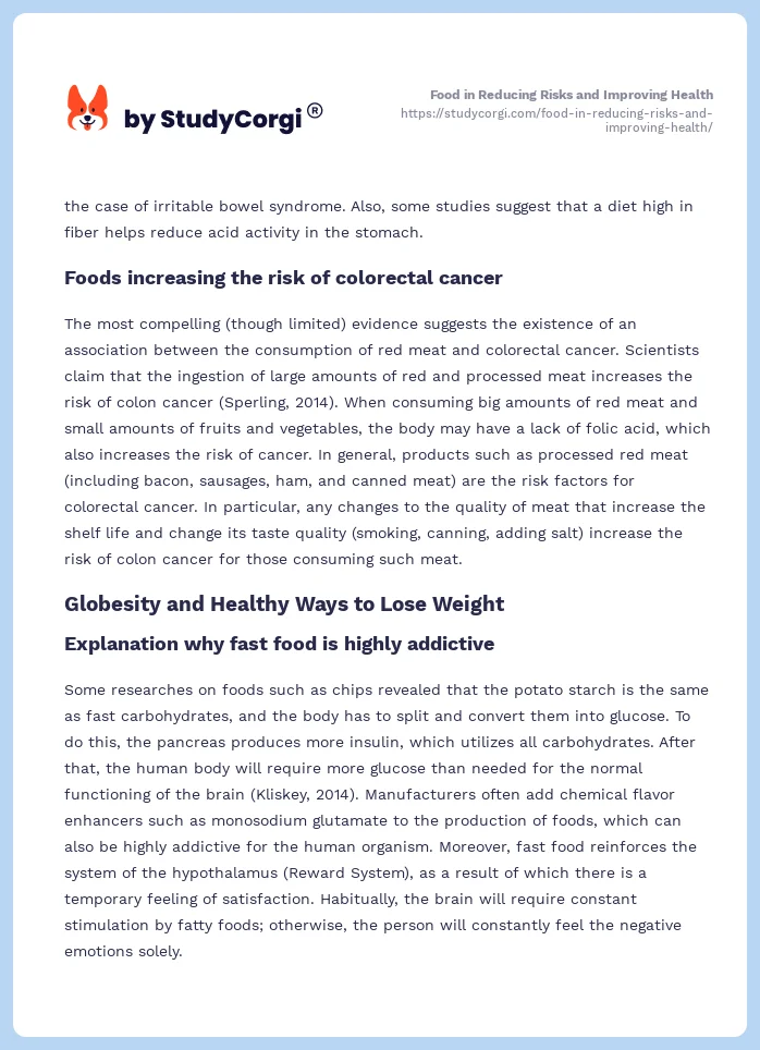 Food in Reducing Risks and Improving Health. Page 2