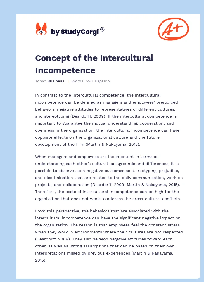 Concept of the Intercultural Incompetence. Page 1