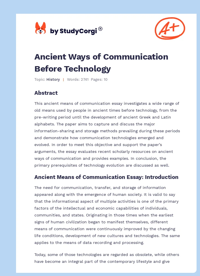 Ancient Ways of Communication Before Technology. Page 1