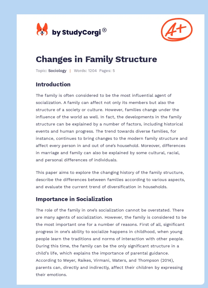 Changes in Family Structure. Page 1