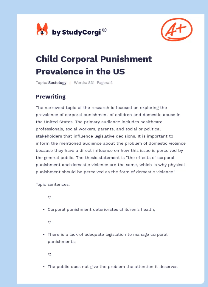 Child Corporal Punishment Prevalence in the US. Page 1
