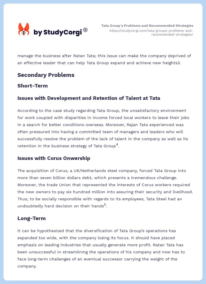 Tata Group's Problems and Recommended Strategies. Page 2