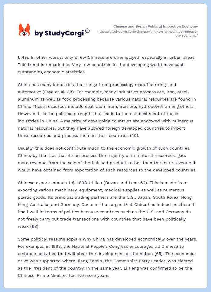 Chinese and Syrian Political Impact on Economy. Page 2