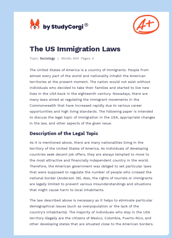 The US Immigration Laws. Page 1