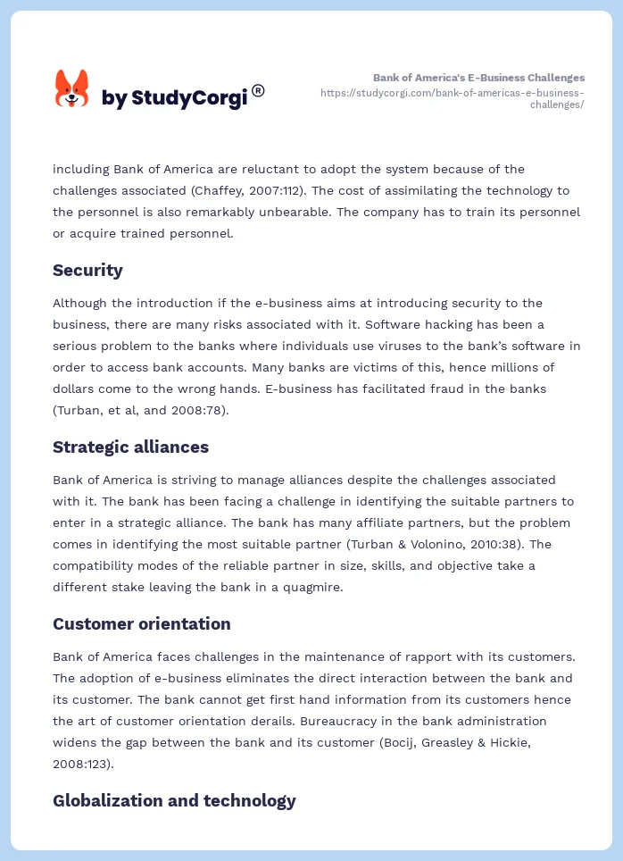 Bank of America's E-Business Challenges. Page 2