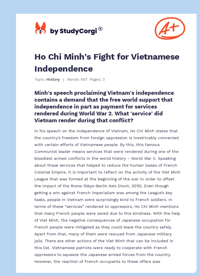 Ho Chi Minh's Fight for Vietnamese Independence. Page 1