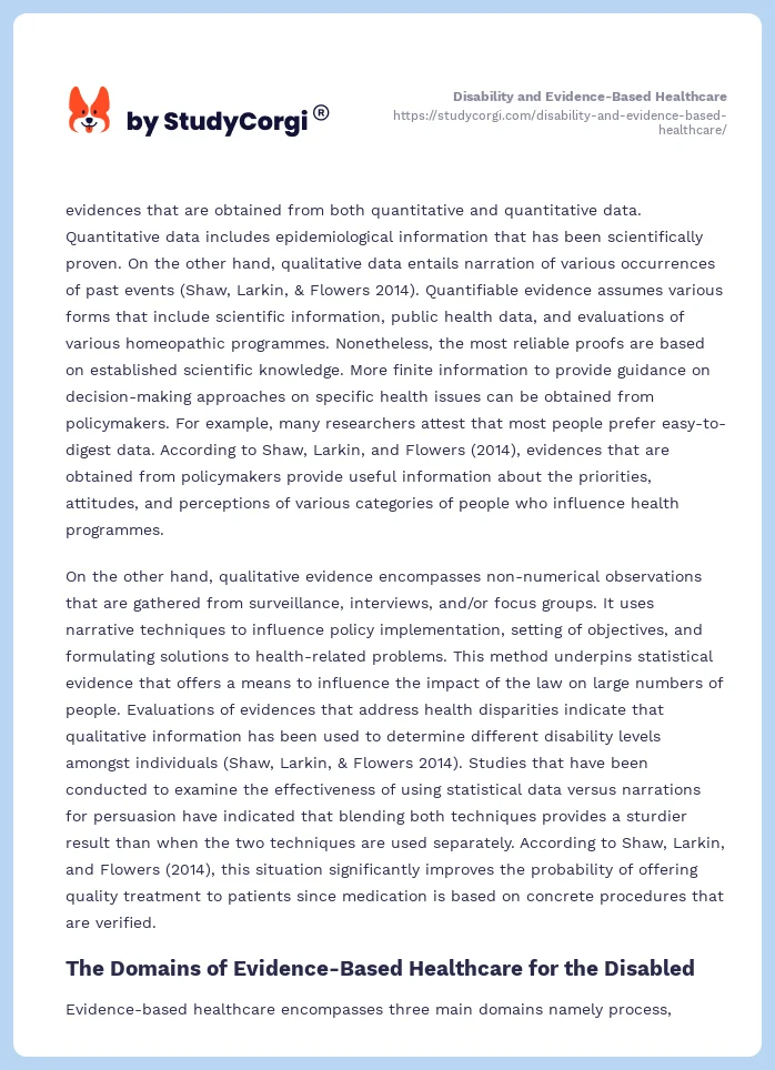 Disability and Evidence-Based Healthcare. Page 2