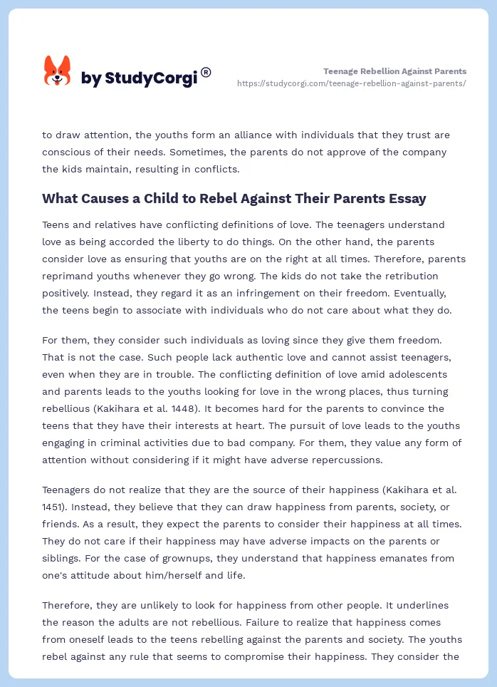 Teenage Rebellion Against Parents. Page 2