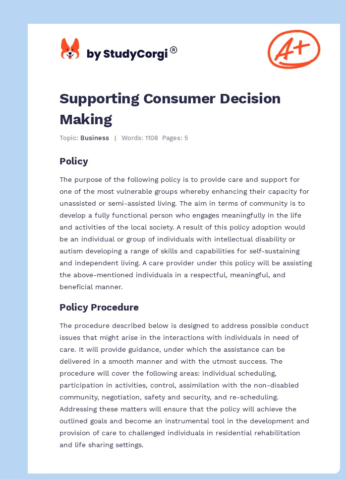 Supporting Consumer Decision Making. Page 1