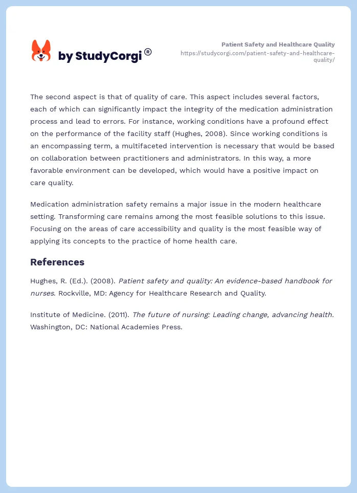 Patient Safety and Healthcare Quality. Page 2