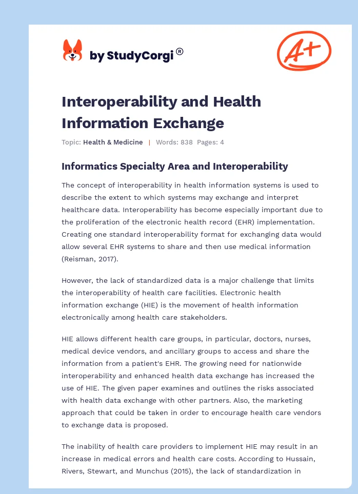Interoperability and Health Information Exchange. Page 1