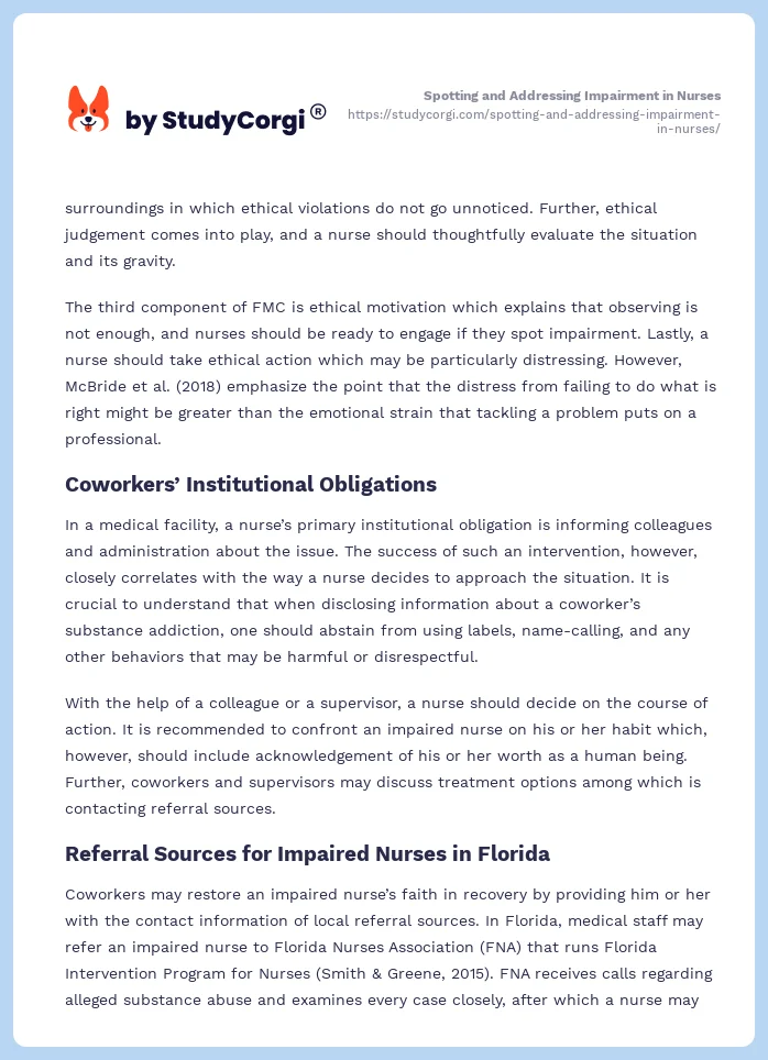 Spotting and Addressing Impairment in Nurses. Page 2