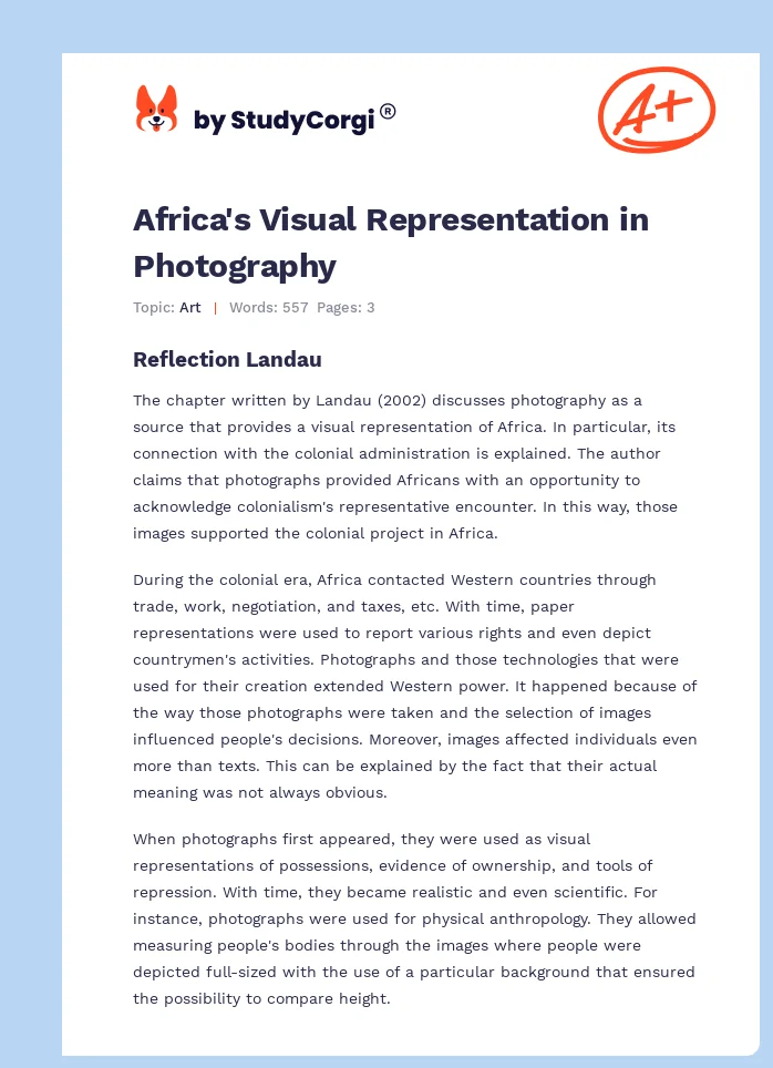 Africa's Visual Representation in Photography. Page 1