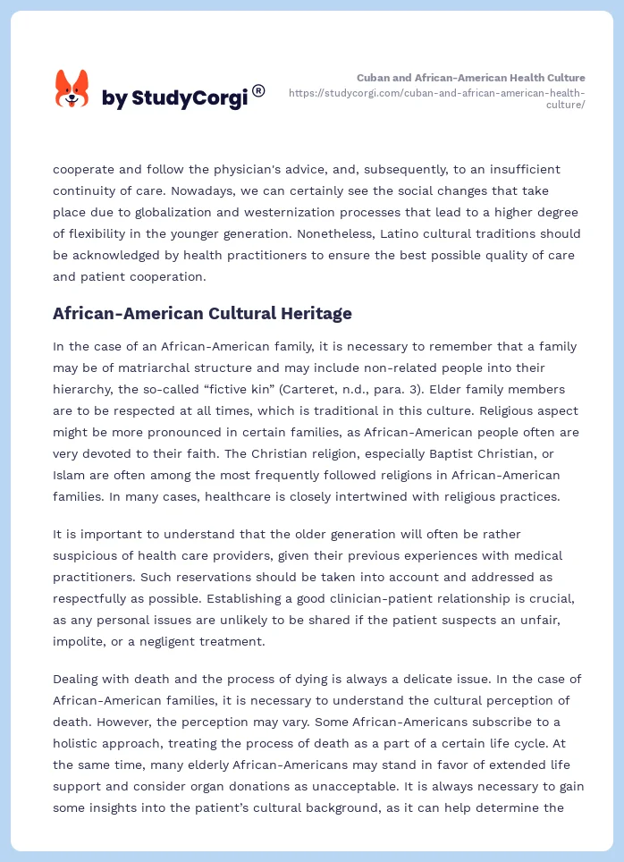Cuban and African-American Health Culture. Page 2